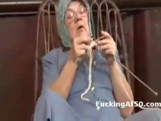 Outstanding to trot granny fingers herself and gives soaking wet blowjob