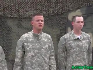 Army jocks jerking dicks til cumshot